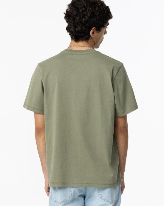Футболка oversize оливкового цвета в текстовый принт 
