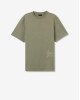 Футболка oversize оливкового цвета в текстовый принт 