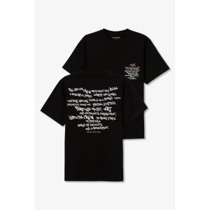 Футболка oversize черного цвета с текстовым принтом на спине 
