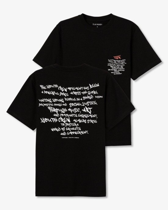 Футболка oversize черного цвета с текстовым принтом на спине 