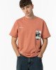Футболка oversize терракотового цвета с принтом 