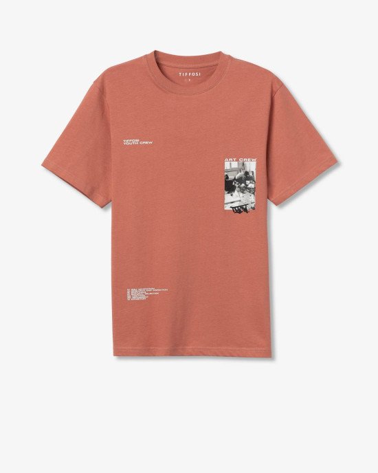 Футболка oversize терракотового цвета с принтом 