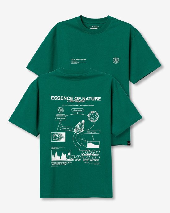 Футболка relaxed fit зеленого цвета с принтом на спине