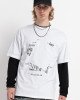 Футболка oversize белого цвета в черный текстовый принт 