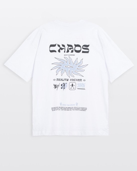 Футболка oversize с принтом на спине белого цвета 