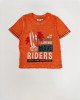 Футболка оранжевого цвета с вышивкой и принтом 