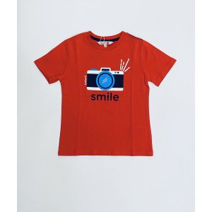 Футболка красного цвета с принтом smile 