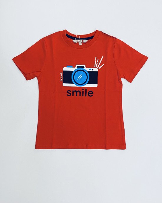 Футболка красного цвета с принтом smile 