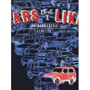 Футболка синего цвета с принтом и вышивкой cars like 