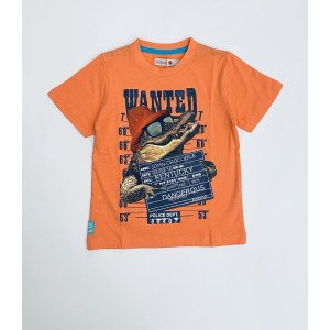 Футболка оранжевого цвета с принтом крокодила 