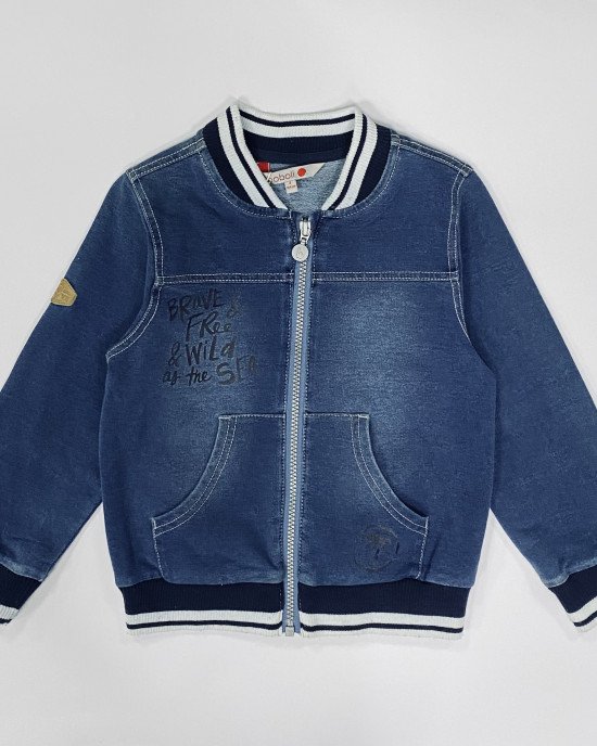Бомбер трикотажный цвета denim