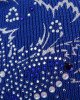 Шапка плотной вязки синего цвета с принтом и стразами