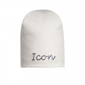 Шапка белого цвета с декором Icon 