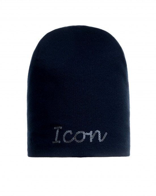 Шапка синяя с декором "Ikon"